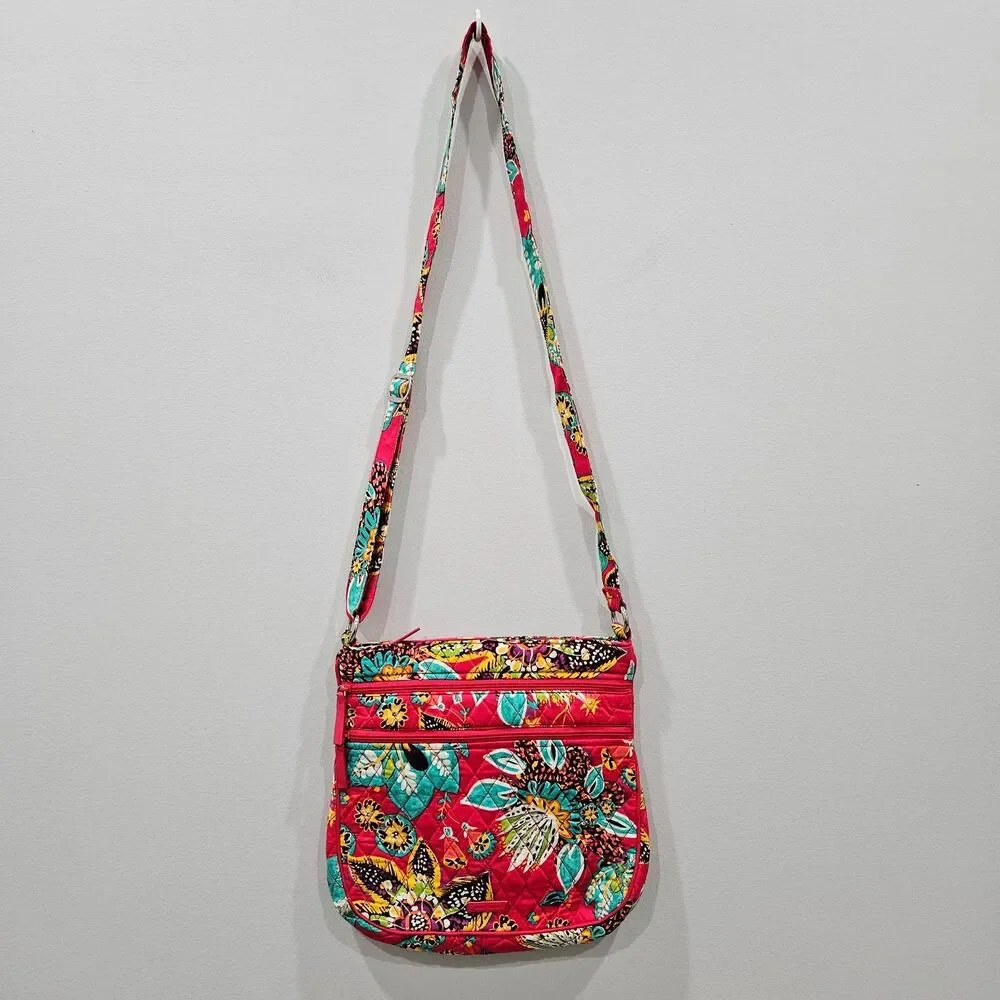 Vera Bradley Triple-Zip Hipster Crossbody Bag Rumba Floral Bohemian Casual Purse